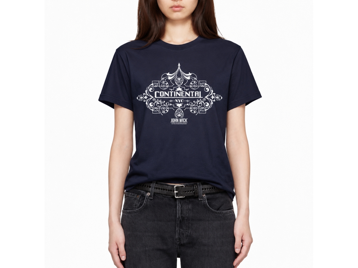 Rockinstone John Wick Continental Fancy Badge Navy Adult T-shirt Size:m