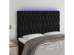 Vidaxl Cabeceira De Cama C/ Luzes Led Veludo 144x7x118/128 Cm Preto