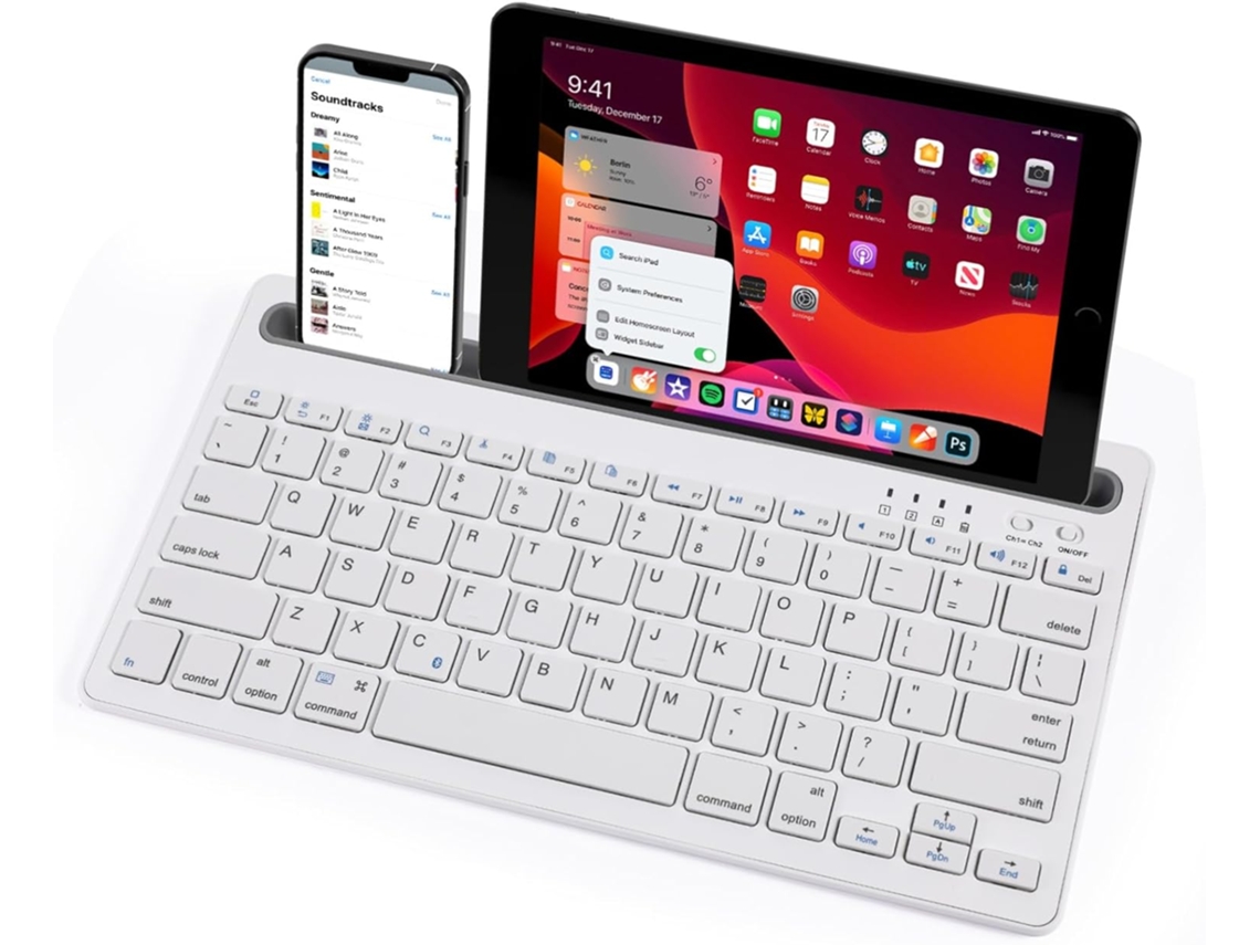 Teclado Sem Fio Silencioso e Recarregável para Celulares e Tablets Design Ergonômico SFUSHOS