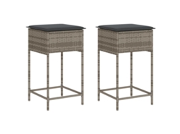 Maison Exclusive - Bancos De Bar P/ Jardim Com Almofadões 2 Pcs Vime Pe Cinzento