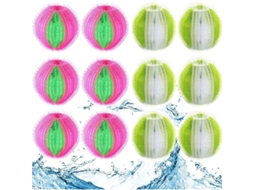 Remover Pelos De Mascota Lavadora 12 Bolas Reutilizáveis Para Lavar Roupa Linho Fibra Nylon Verde Rosa