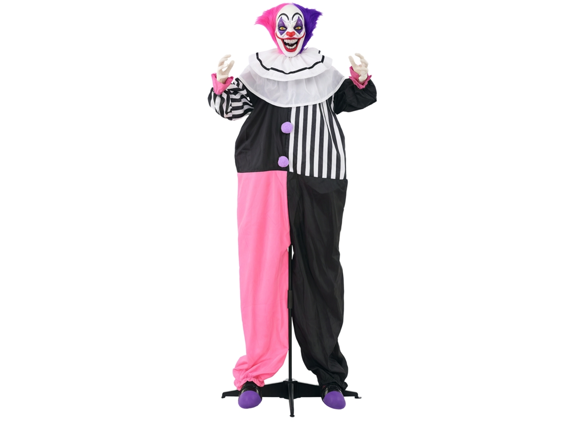 Decoração De Halloween De Palhaço Assustador, Móvel, Com Função De Risada, Rosa E Roxo.