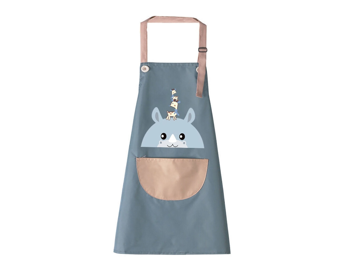 Avental De Cozinha Impermeável Resistente A Óleo, Azul, Bolso Rosa Para Limpar As Mãos