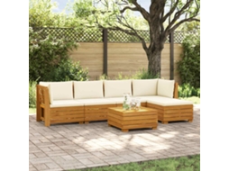 Vidaxl Conjunto De Sofás Para Exterior Com Almofada 6 Peça Castanho
