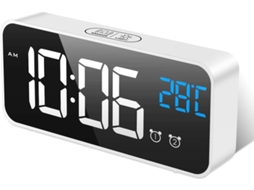 Despertador digital Brilvibera, grande despertador digital com espelho de LED para manhã