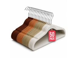 Cabides de Veludo Antiderrapantes Pack 50 Tons Castanho com gancho 360° COM-FORT HOUSE