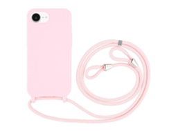 Capa De Tpu Macia À Prova De Choque Com Cordão Ajustável Para Iphone 16e - Rosa