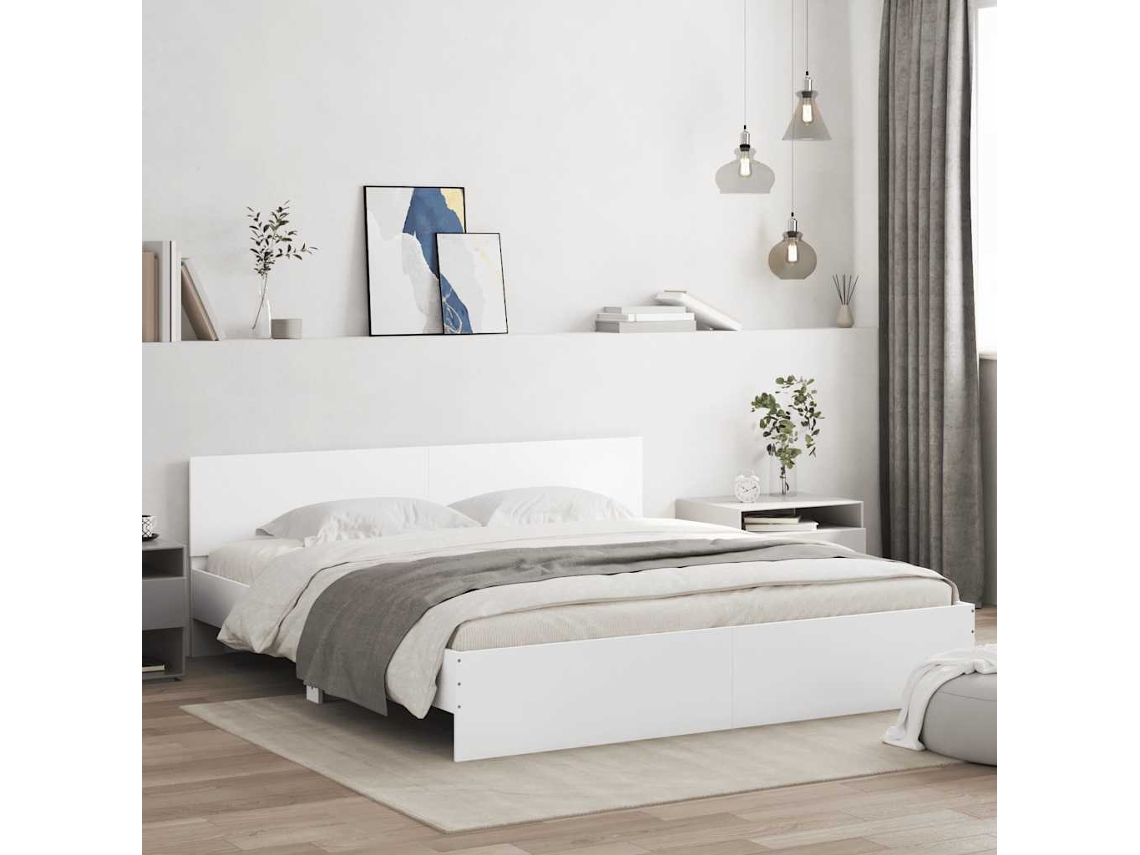 Vidaxl Estrutura De Cama Com Cabeceira 200x200 Cm Branco