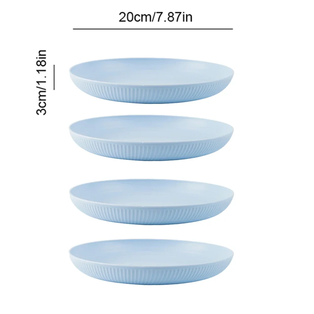 Pratos de Palha de Trigo Leves e Inquebráveis, Próprios para Lava louças e Micro ondas. MDUG (azul, 4 Peças)