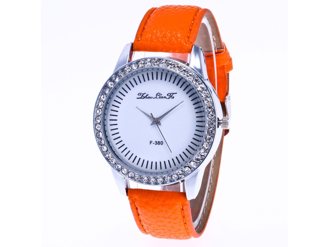 Relógio Feminino de Quartzo Elegante com Cinto de Couro Liso e Agujas Luminosas