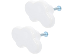 Conjunto De 2 Puxadores Porta Exceart Em Cerâmica Com Design Nuvem Para Guarda Roupas, Resistentes À Corrosão, Puxadores