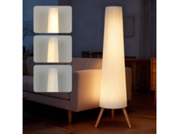 Abajur de piso com LED, regulável, tripé de madeira, 46x46x153 cm, branco | S/MARCA
