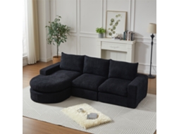Sofá Chenille Com Peças Curvas E Chaise-longue, Totalmente Comprimido, Sem Estrutura, Sofá Modular L, Espuma Comprimida, Pronto Para Uso.
