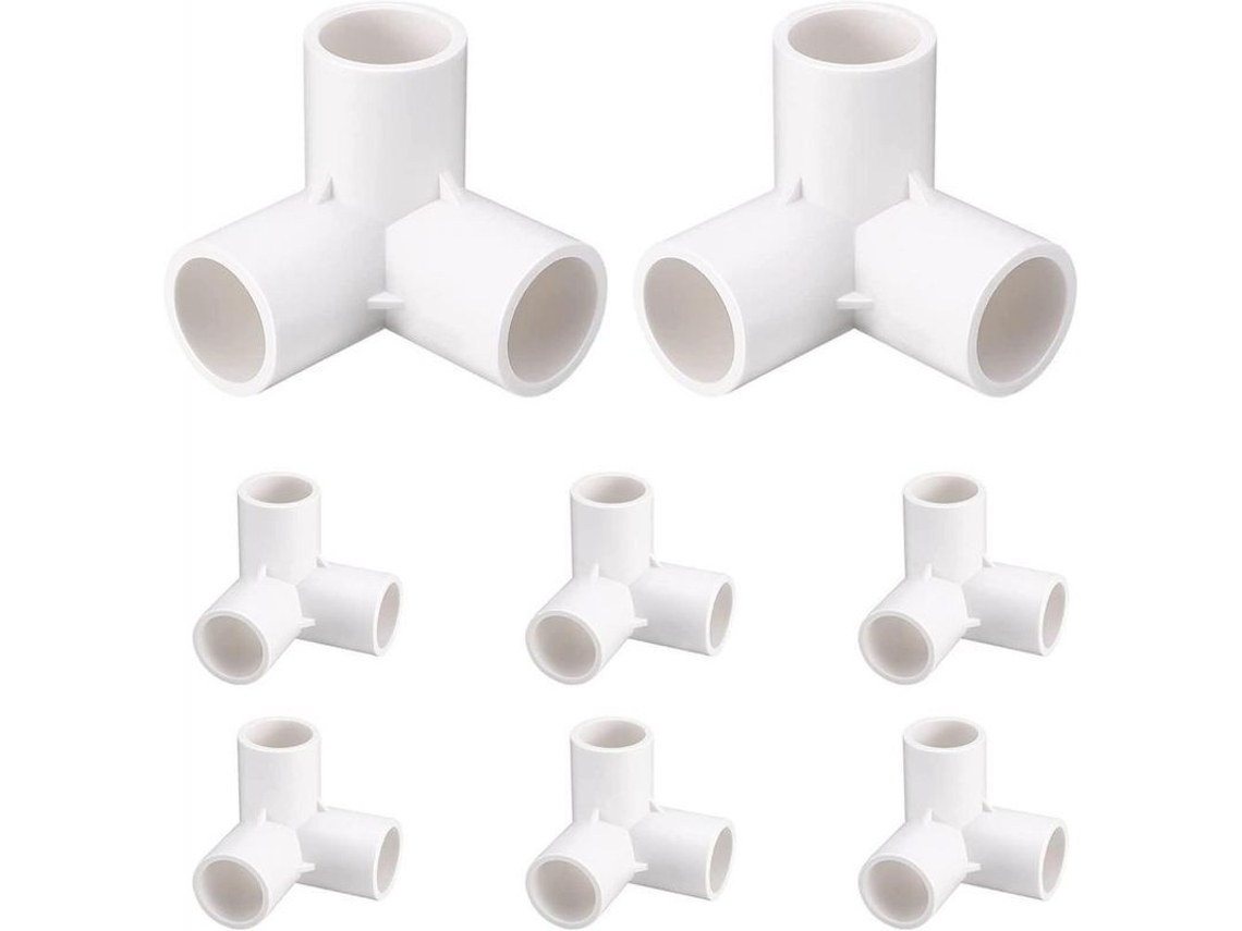 Conector De Cotovelo De 3 Vias Em Pvc 20mm De Qualidade Para Móveis, 8 Peças Para Prateleiras E Apoios Jardim