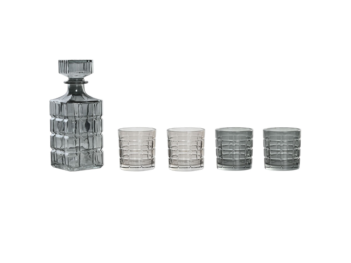Conjunto De Copos Com Garrafa Casa Esprit Cinzento Cristal Urbana 900 Ml