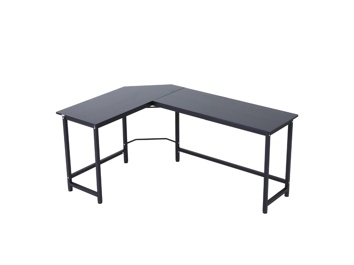Secretária Em Forma de L Placa de Partículas de Grau Metálico E1 Cor Preto 168x120x75 cm Vinsetto