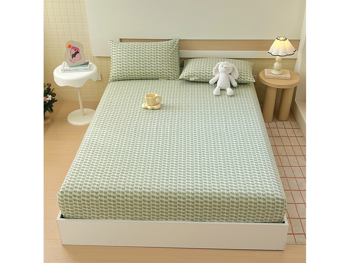 Lençol Elástico, 120*200cm, Tecido De Algodão Cru, Bolso Profundo De 30cm, Estilo Casa De Campo,para Meninas E Mulheres. Verde Hexinyigjly