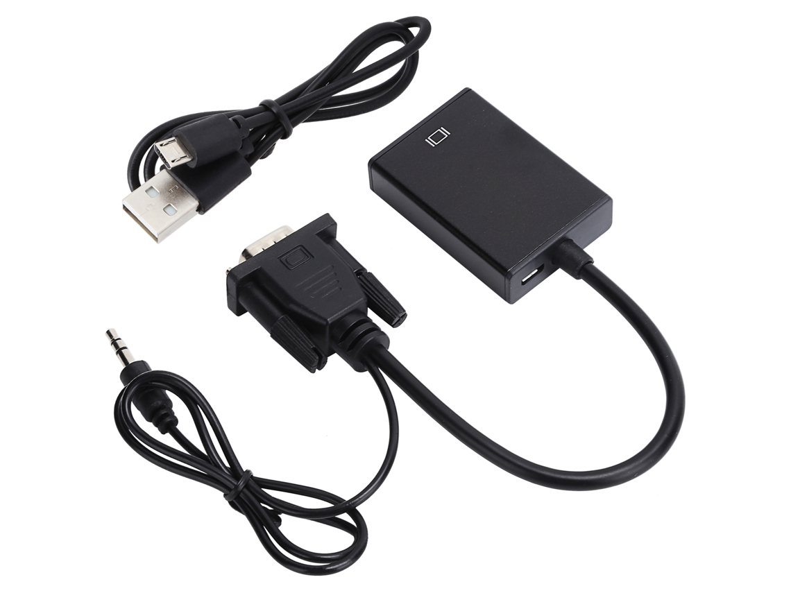 Aetheria adaptador Vga para Hdmi‑compatible com Cabo de Áudio Conversor 1080p Plug And Play