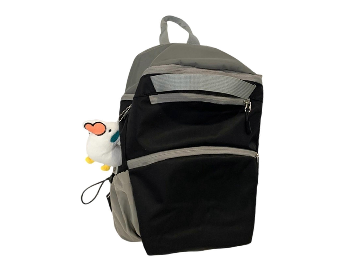 Mochila Coreana Multifuncional De Nylon Com Cores Contrastantes, Grande Capacidade, Com Zíper, Ideal Para Estudantes, Escola E Viagens. Preta.