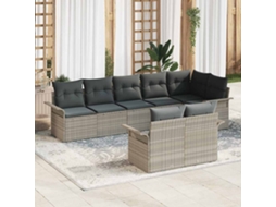 Vidaxl Conjunto De Sofá De Jardim 8 Unid. Cinzento-claro Vime Pe