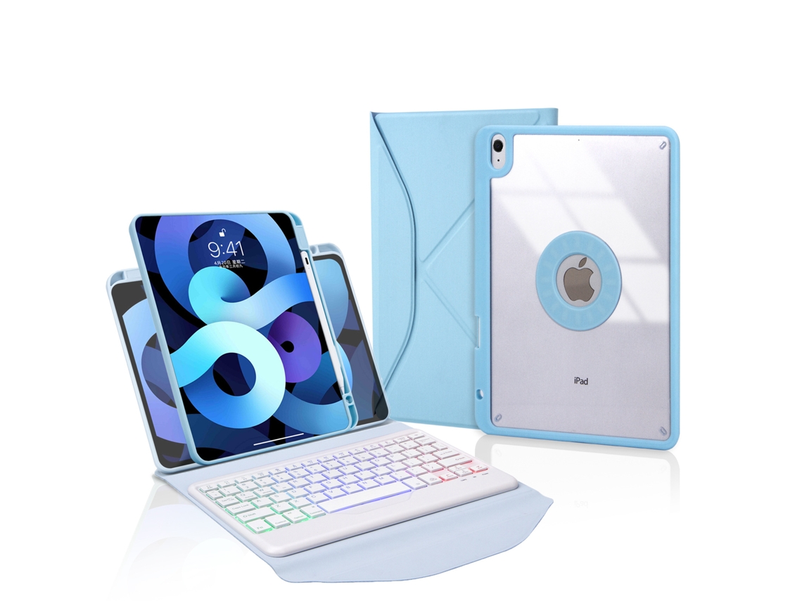 Capa de Teclado Bluetooth para Ipad 2017/2018 9.7 XIAOMOYU com retroiluminado e compartimento para caneta, preto