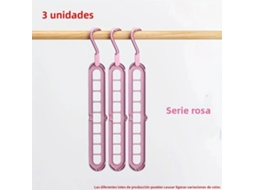 3 Cabides de Plástico Dobráveis com 9 Furos MDUG (rosa)