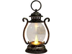 Luminária retrô em formato de farol com luz noturna LED a bateria para jardim e sala de estar.