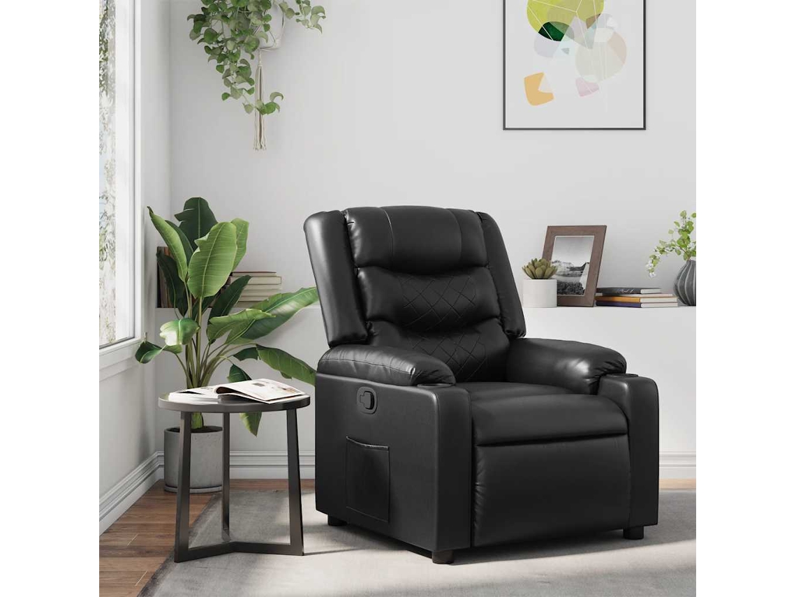 Vidaxl Poltrona Reclinável Couro Artificial Preto