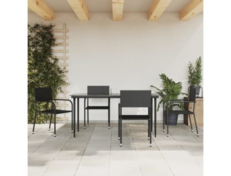 5 Peças Conjunto de Jantar CLIC & BUY para Jardim Vime Pe Preto