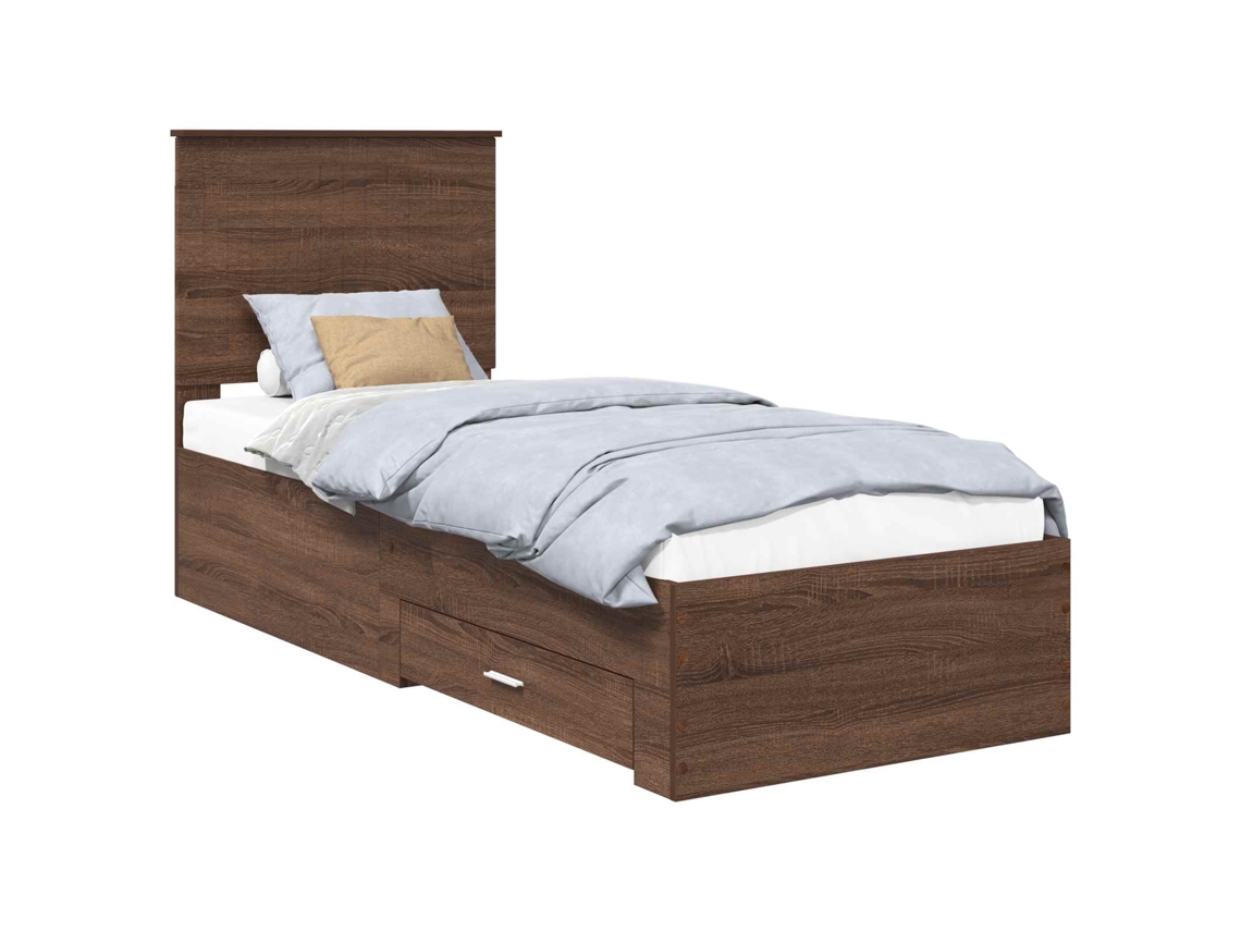 Estrutura da Cama Carvalho Marrom e Prata 70 X 190 Cm MAISON EXCLUSIVE