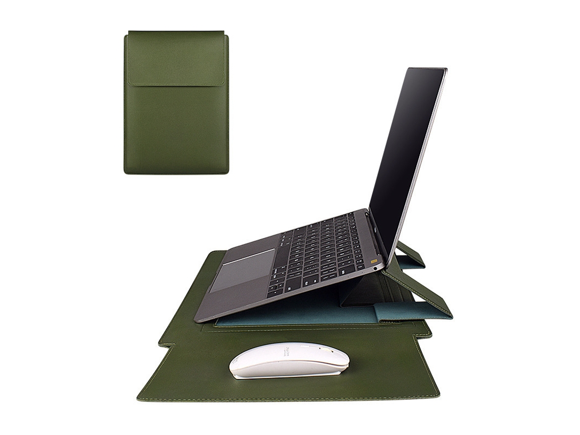 Capa HEXINYIGJLY para portátil, 13.3 ou 14 polegadas, com stand, acolchoada, impermeável, para MacBook Matebook Yoga, verde
