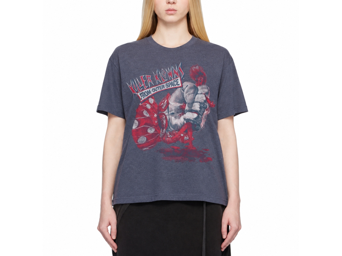 Rockinstone Killer Klowns Sqeeze Heather Vintage Blue Adult T-shirt Size:m
