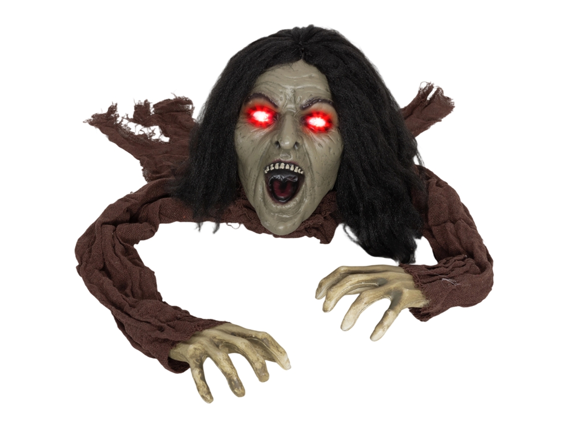 Zombie Rastejante Animado De Halloween Com Som E Luzes Led, Funciona A Pilhas