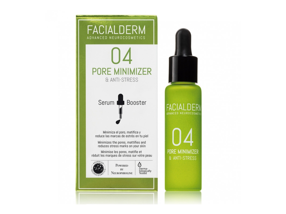 Reforçador de soro. 04 Redutor de Poros e Antiestresse FACIALDERM