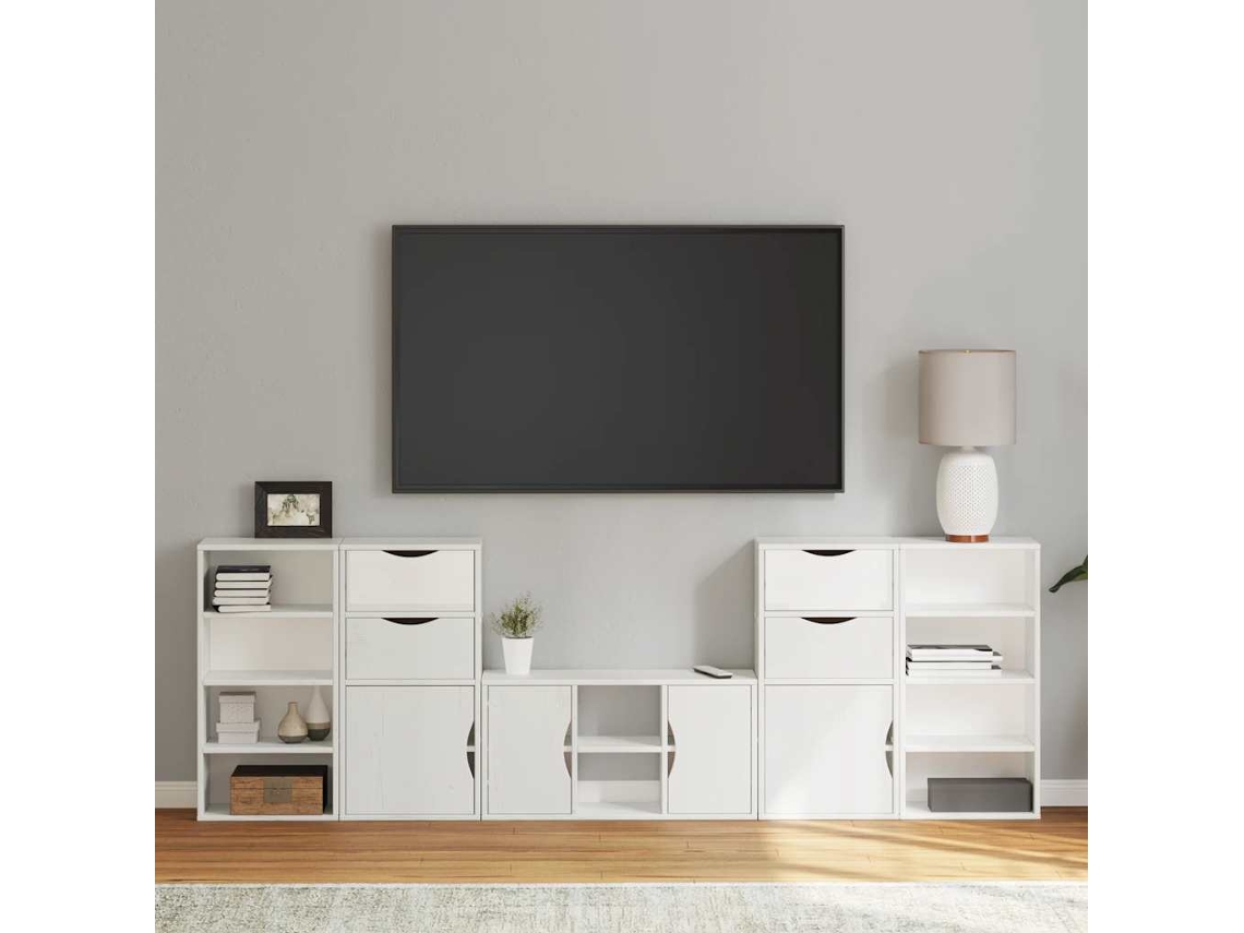 Móveis De Tv De 5 Peças Com Arrumação Madeira De Pinho Maciça Dkd Home Decor