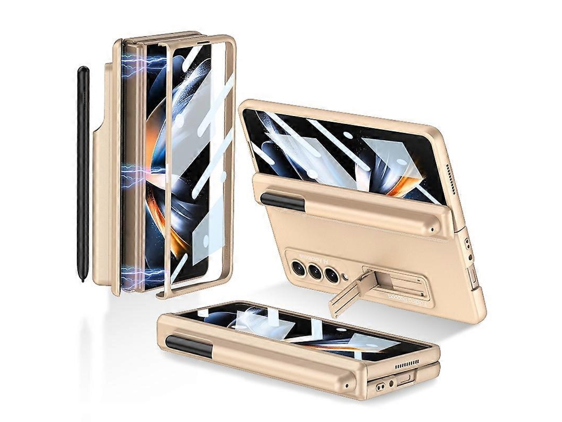 Capa Flip Com Dobradiça Magnética Gkk Para Samsung Galaxy Z Fold4 Com Suporte Para Caneta E Porta-objetos.