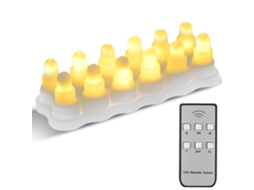 12 Velas Led Sem Chama com Controle Remoto 2 Velocidades 5 Brilhos Recarregáveis Decorativas