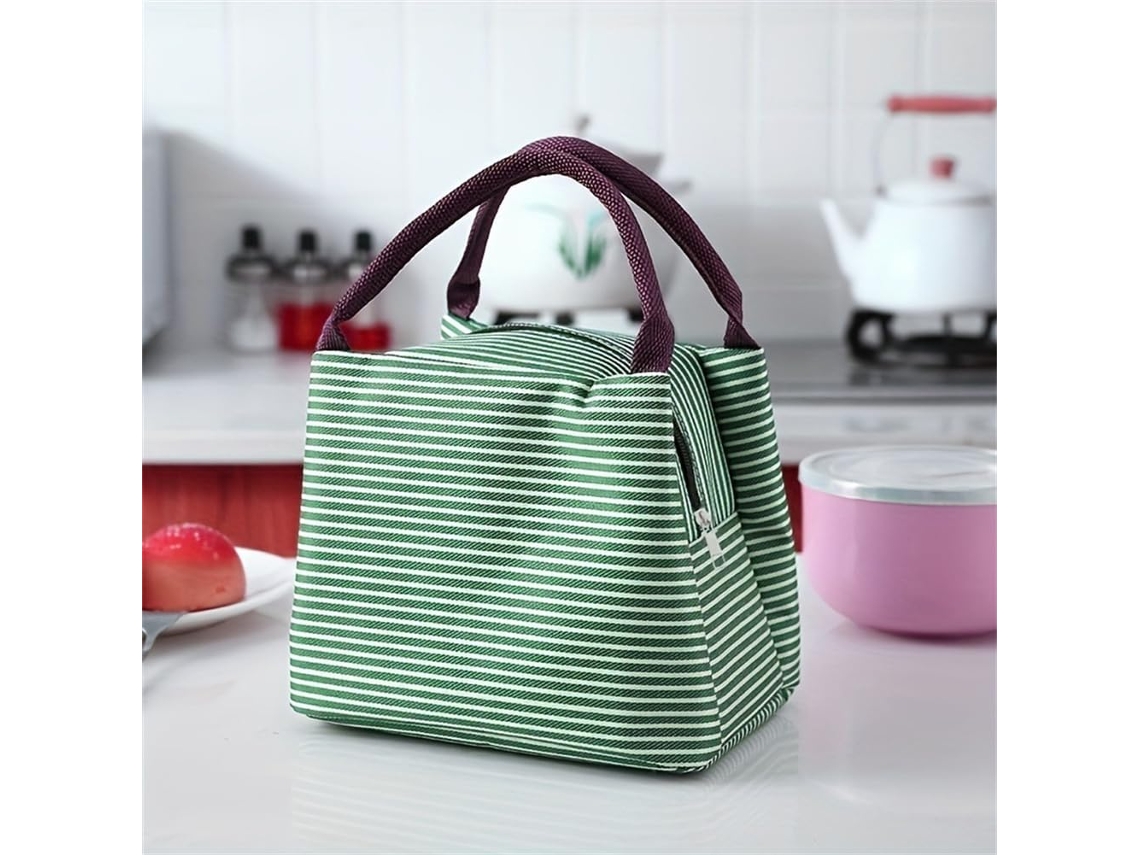 Lancheira Feminina, Bolsa Térmica Listrada Masculina Para Almoço, Lancheira Reutilizável, Bolsa Térmica Reutilizável De Grande Capacidade.