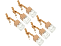 Conjunto De 6 Pingentes De Aromaterapia Para Carro Em Madeira De Faia E Vidro.