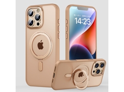 Capa Iphone 15 Pro Max Com Suporte Magnético Invisível (magsafe) Ultra Fina Antichoque Translúcida Fosca - Bronze Fosco