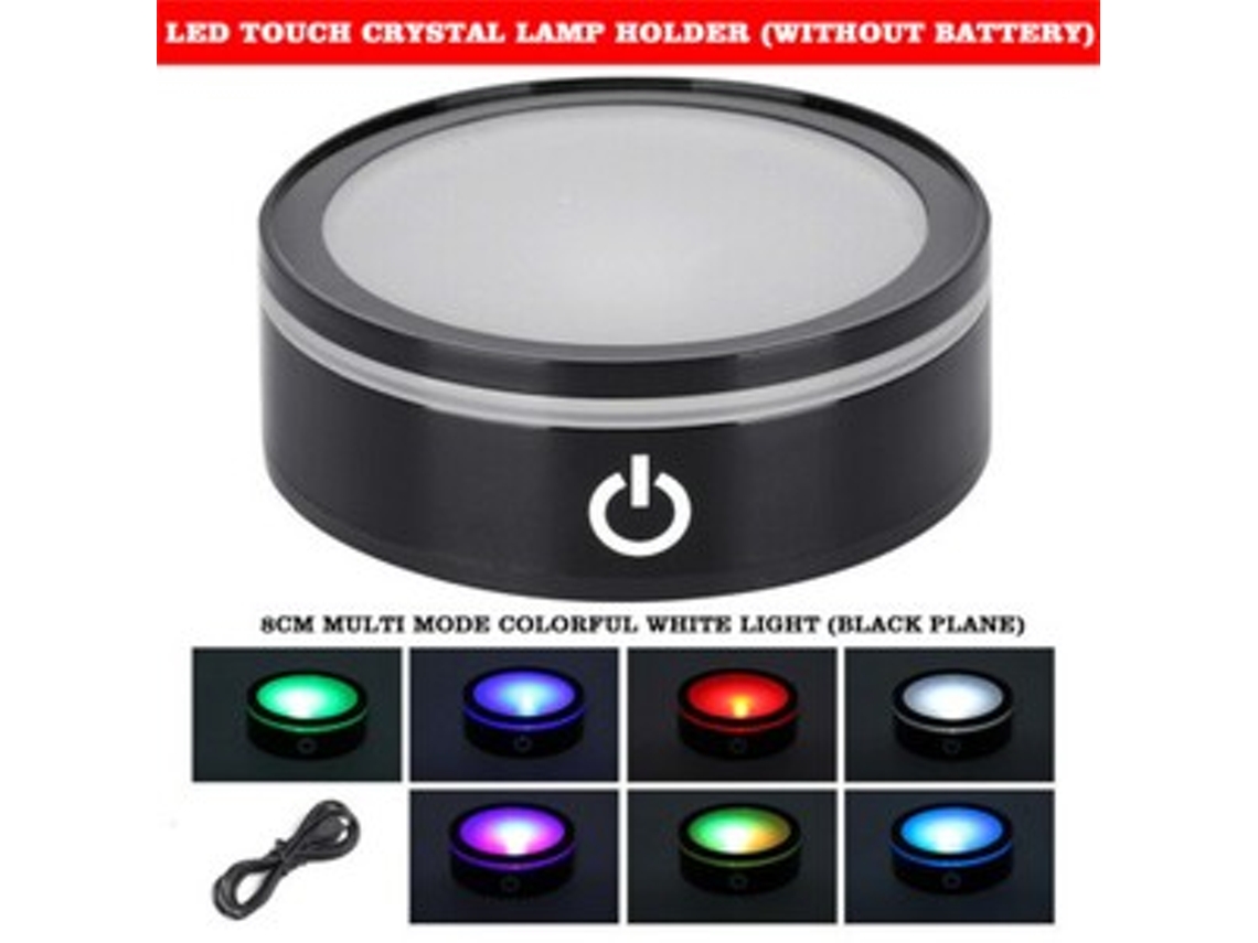 Suporte Redondo Para Exibição De Bateria Elétrica Com Base De Cristal Colorido De 7 Leds Zeuxo