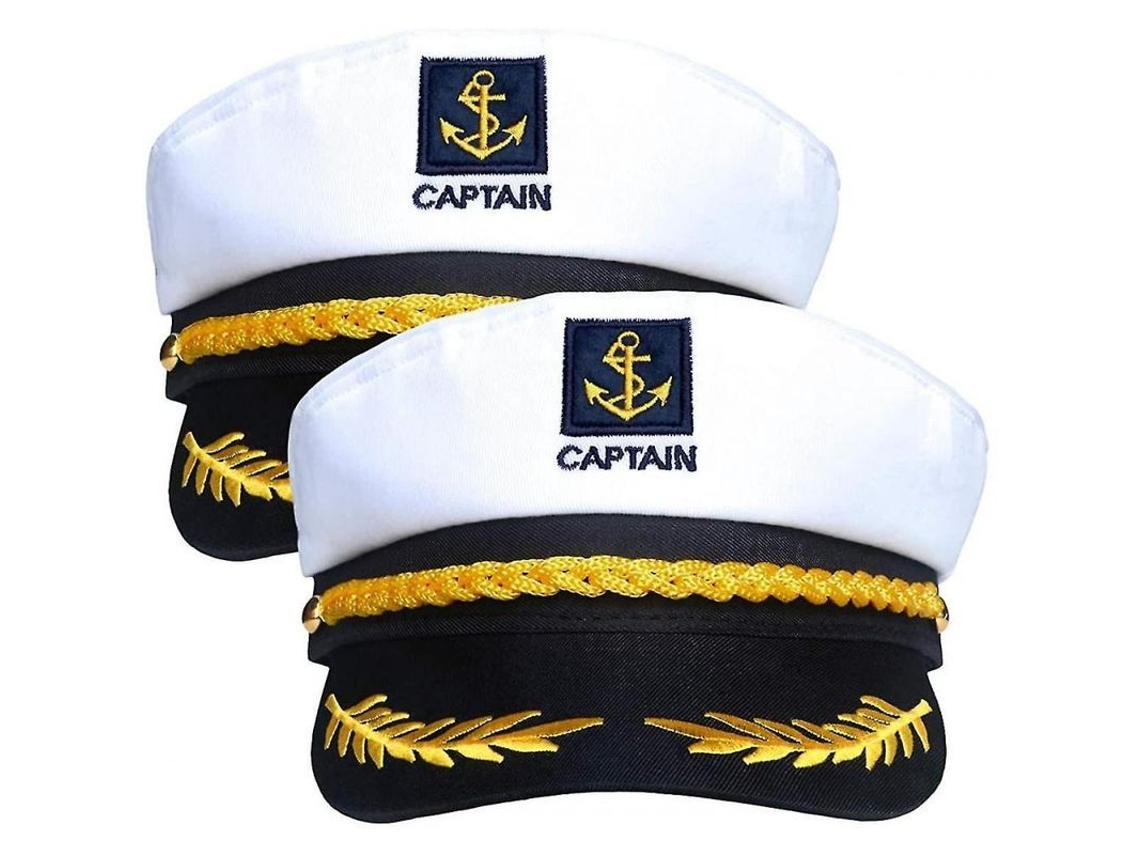 2026-2 Gorros De Almirante Marino Azul Ajustables Estilo Capitán Con Bordado Dorado