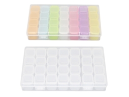 2 Caixas De Armazenamento Para Artigo De Unhas Transparentes De Plástico Com 28 Compartimentos Multifuncionais Para Strass E Acessórios