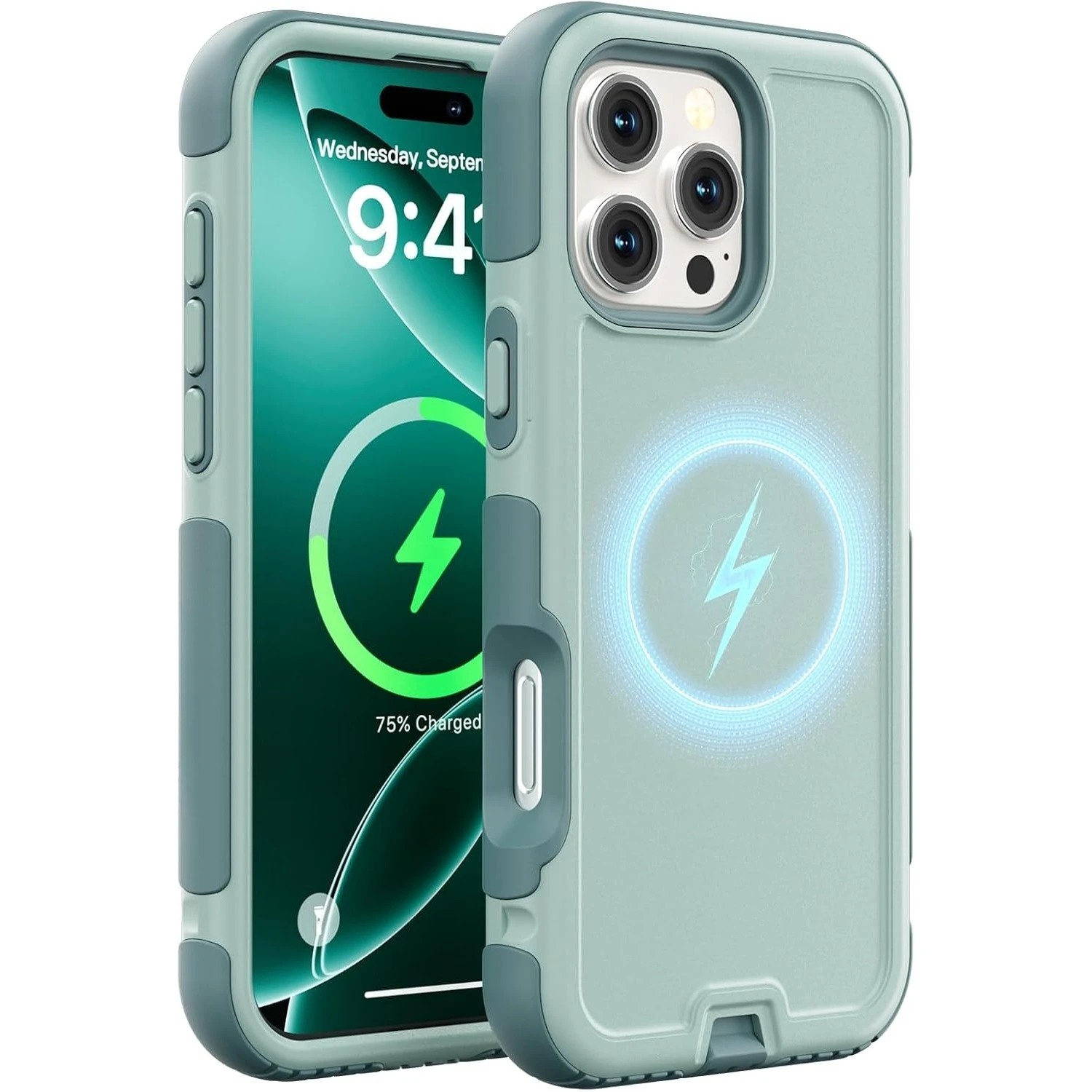 (ciano, Iphone 16 Pro Max) Capa Magsafe Reforçada Para Celular Com Carregamento Magnético E Proteção Contra Quedas