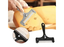 Cortador De Queijo Ajustável De Espessura Aço Inoxidável Com Mangueira Ergonômica Para Queijos Moles E Duros Negro