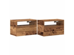 Conjunto de 2 Mesas de Cabeceira Parede Cor Madeira Velha MAISON EXCLUSIVE (45x26x28,5 cm)
