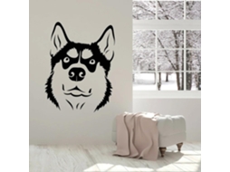 Adesivos Muraux Em Vinil Mignons Et Amusants Em Forma De Tête De Chien, Adesivos Animaux Husky Para A Casa, Adesivos Para O Salão