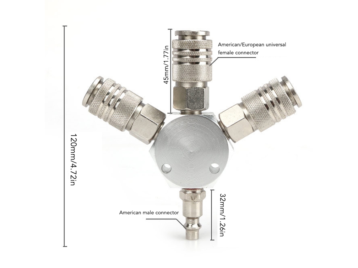 Laxiscreed Válvula De Ar 3 Vias Com Rosca 1/4" Npt Em Alumínio