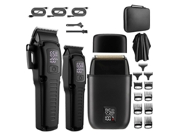 Máquina De Cortar Cabelo Profissional Masculino, Aparador De Cabelo 3 Em 1 E Conjunto De Barbeador Elétrico Com Led