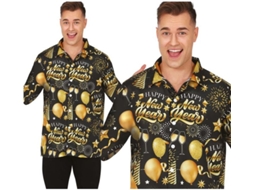 Feliz Ano Novo camisa preta com estampa adulta
